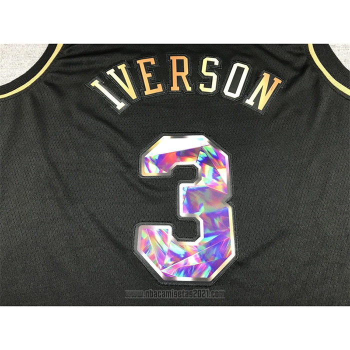 Camiseta Golden Edition Philadelphia 76ers Allen Iverson #3 2021-22 Negro